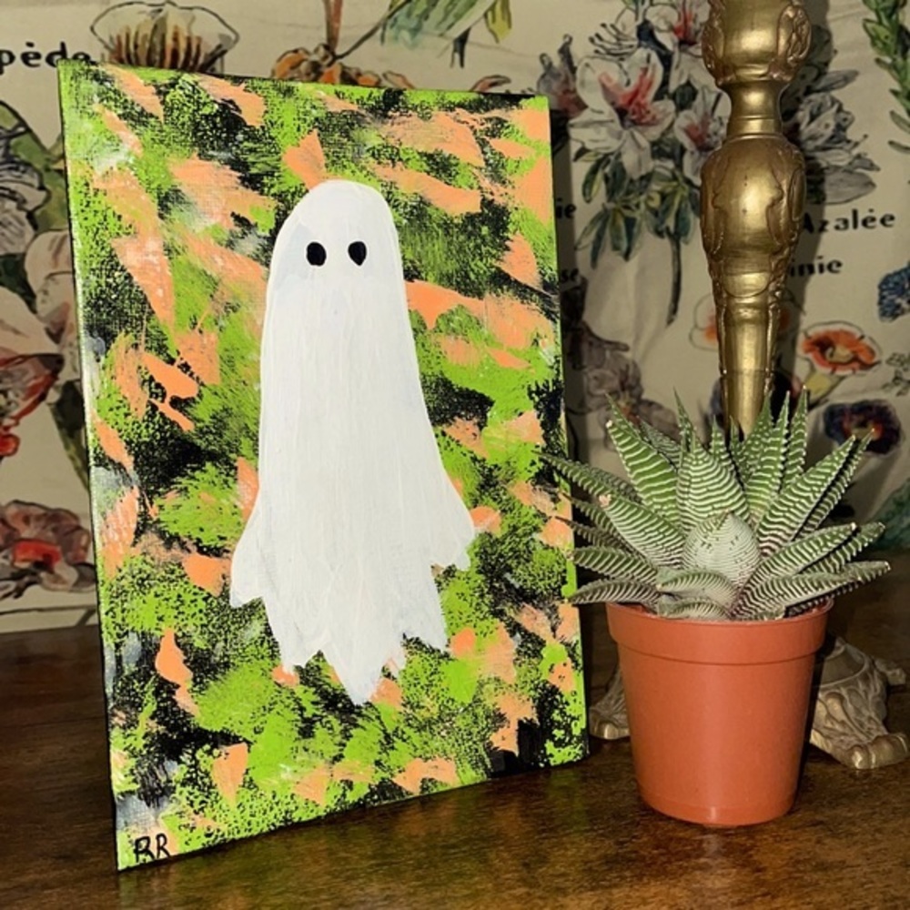 Ghost on canvas halloween painting